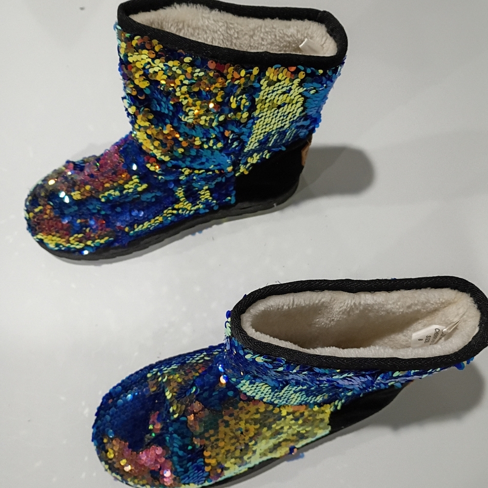 Mudd Multicolor Sequin Ankle Boots Sz 8 - image 4